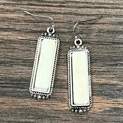 1.5" Bar White Turquoise Earrings