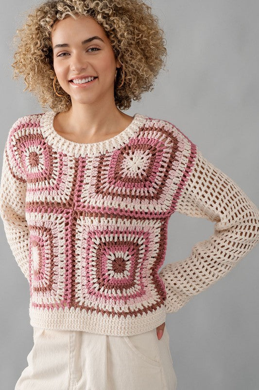Square Crochet Knit Top