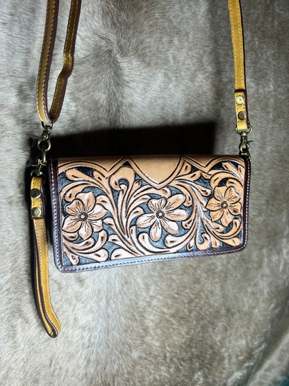 Floral Tooled Leather Wallet