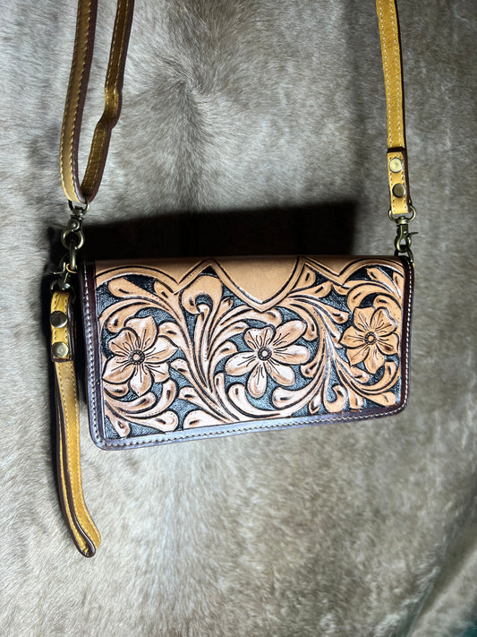 Floral Tooled Leather Wallet