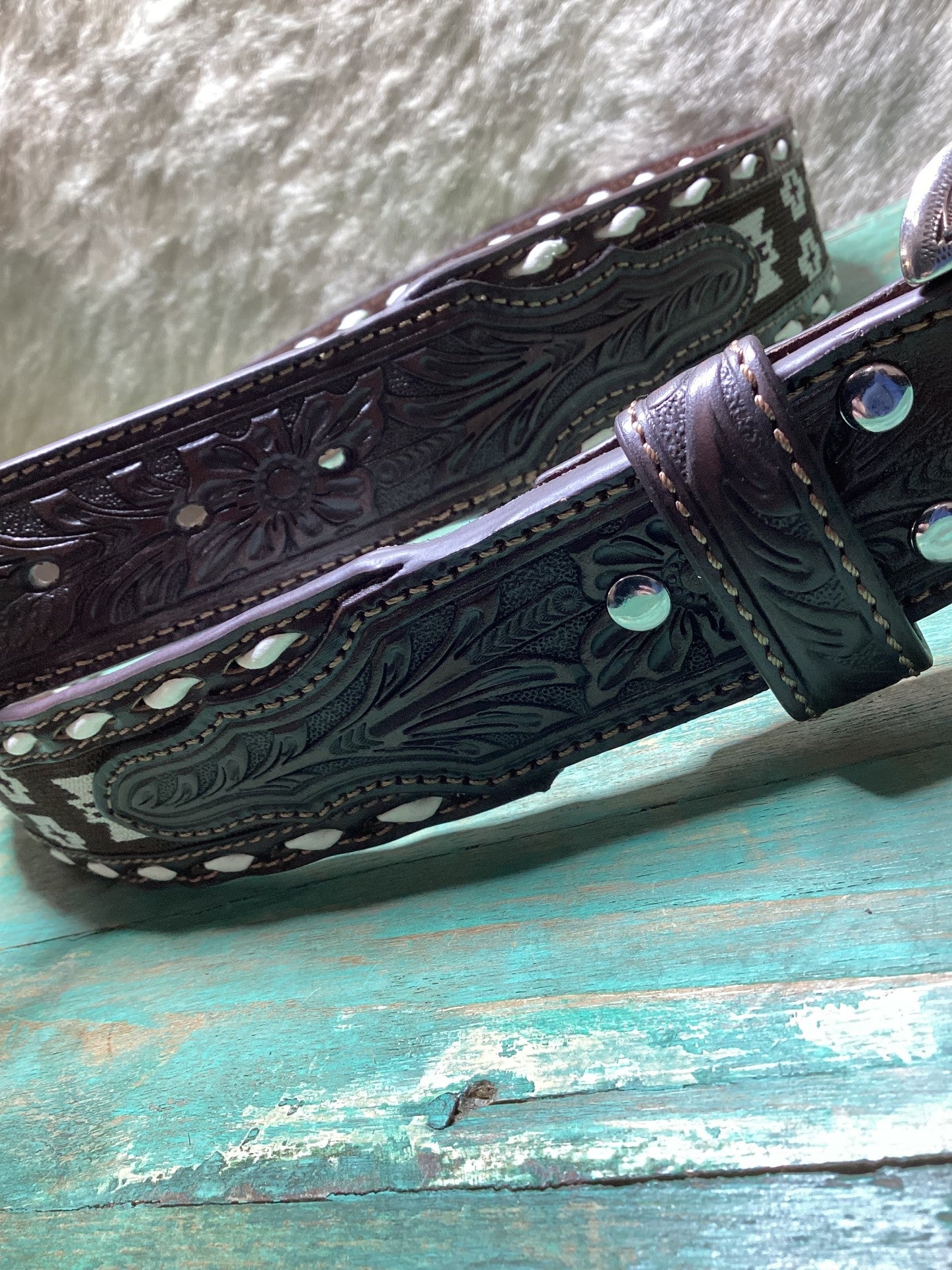Nocona Brown Southwest Aztec Belt