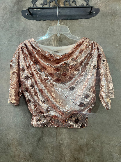 Drop Shoulder Holiday Sequin Top