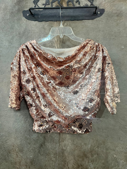 Drop Shoulder Holiday Sequin Top