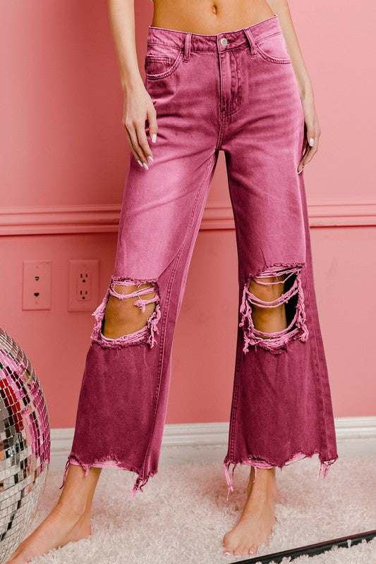 Distressed Wide Leg Vintage Pants (2 Colors)