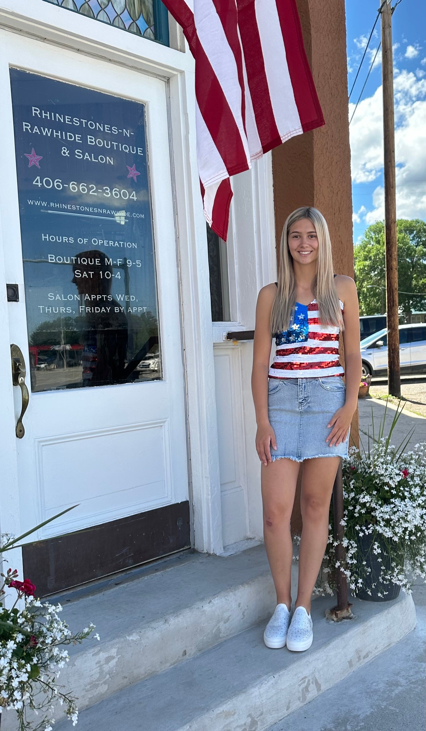 American Flag Sequin Top