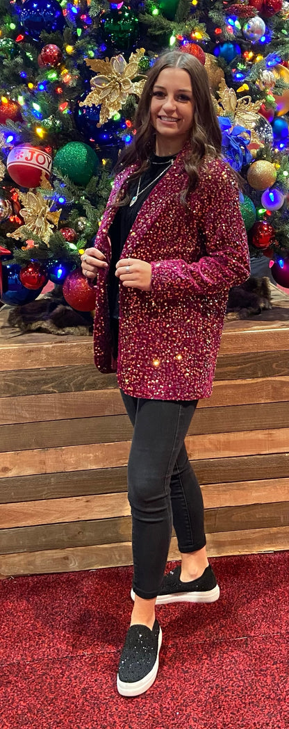 Lined Sequin Blazer