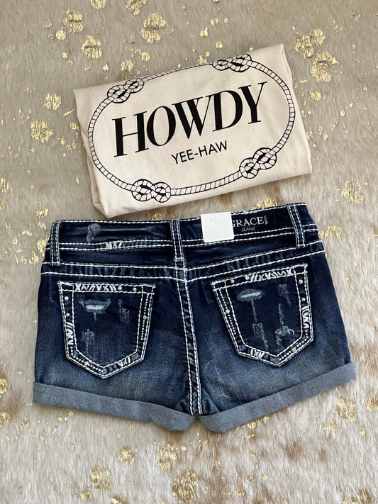 Girls Rhinestone Pocket Shorts
