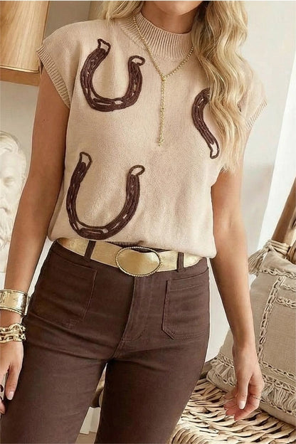 Horseshoe Mock Neck Knit Top