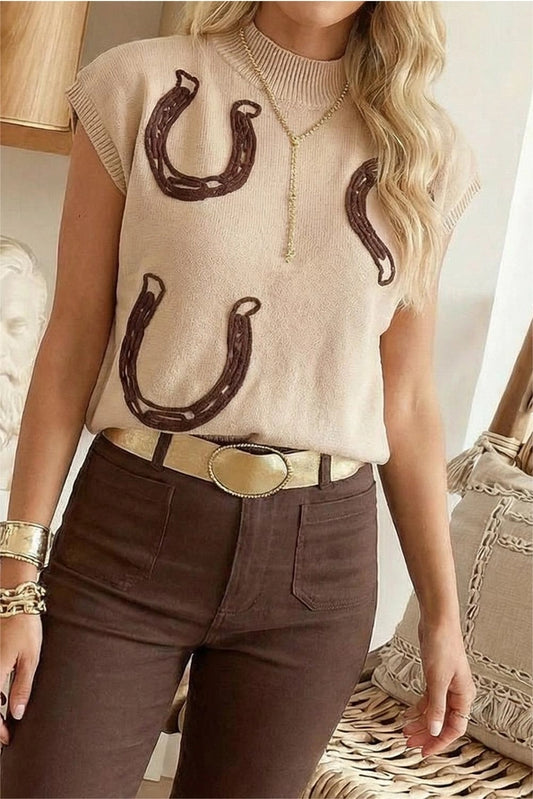 Horseshoe Mock Neck Knit Top