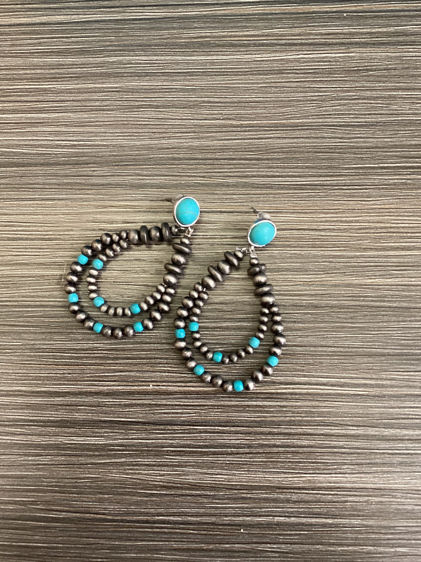Bead Double Hoop Dangle Earrings