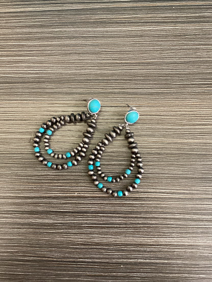 Bead Double Hoop Dangle Earrings