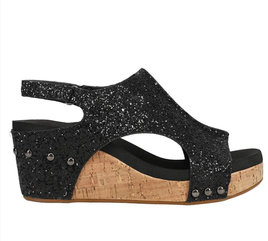 Black Glitter Sandals