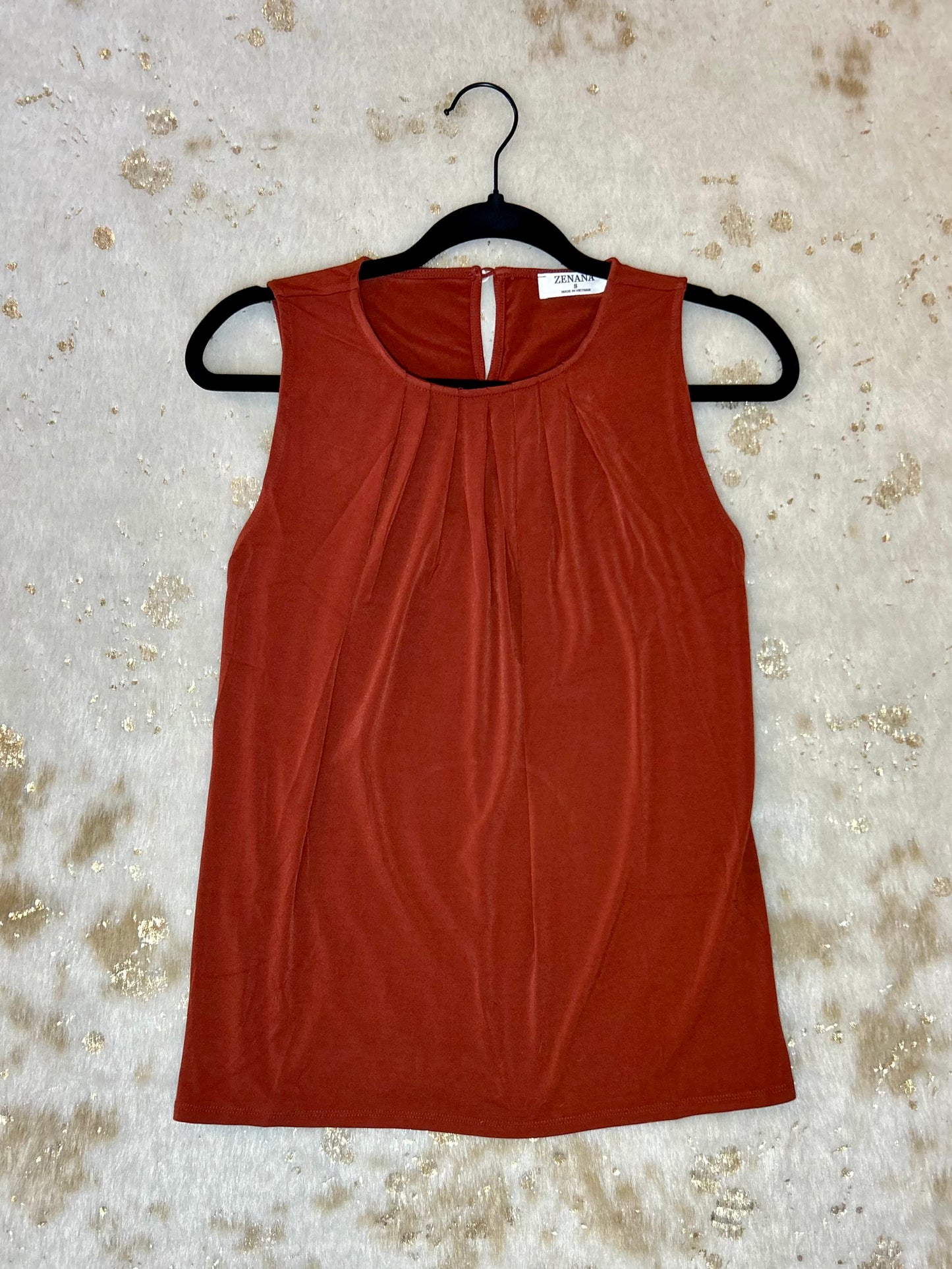 Round Neck Tank W/ Back Pearl Button