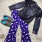 Navy Blue Cowgirl Printed Denim Jeans