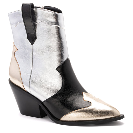 One Chance Mixed Metallic Booties