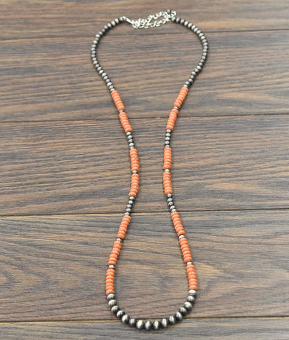 Handmade 36" Sunset Navajo Bead Necklace