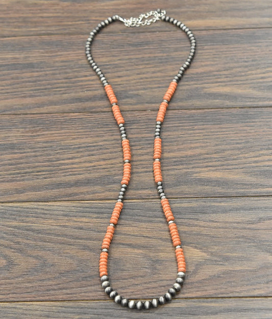 Handmade 36" Sunset Navajo Bead Necklace