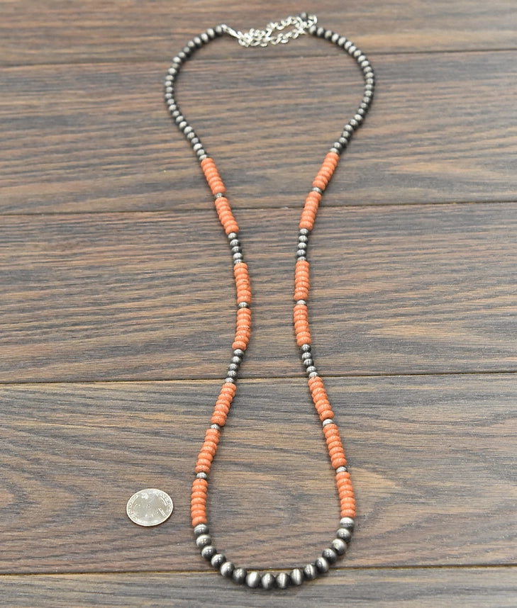 Handmade 36" Sunset Navajo Bead Necklace