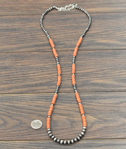 Handmade 36" Sunset Navajo Bead Necklace