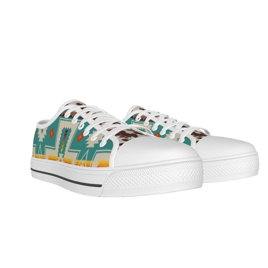 Turquoise Aztec & Cowhide Canvas Shoe