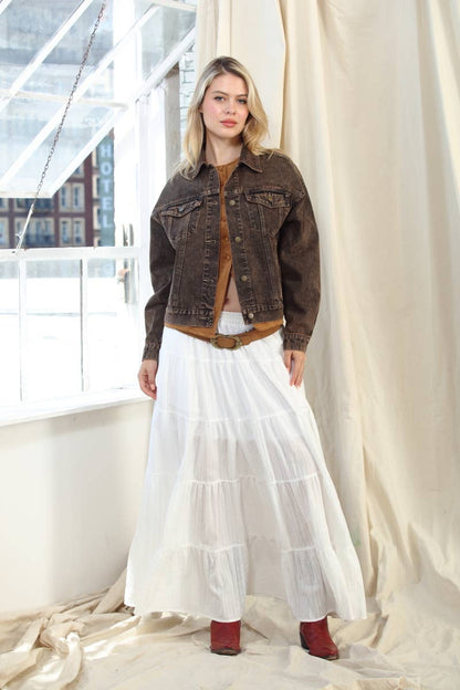 Vintage Oversized Denim Washed Trucker Jacket