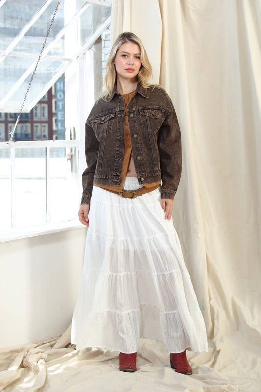 Vintage Oversized Denim Washed Trucker Jacket