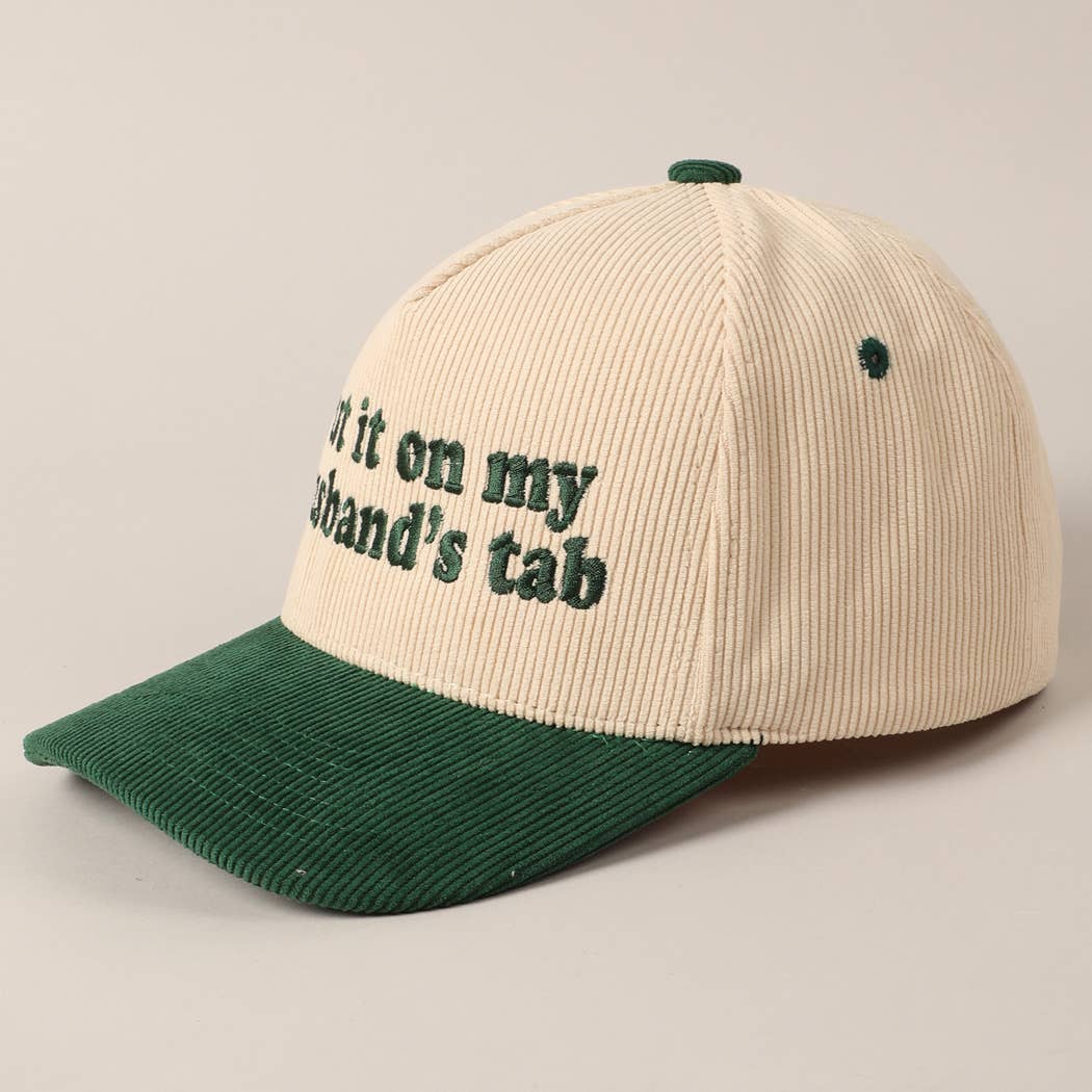 Put it on my husband's tab Two-Tone Corduroy Cap: Beige / ONE SIZE