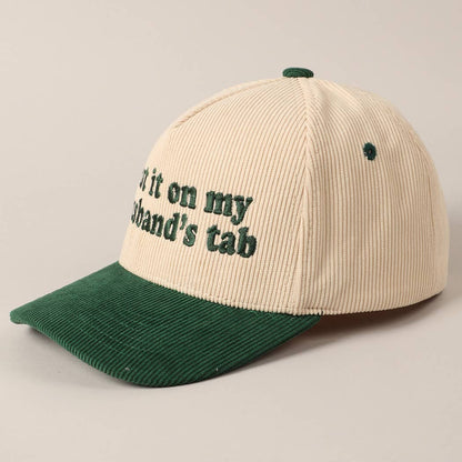 Put it on my husband's tab Two-Tone Corduroy Cap: Beige / ONE SIZE