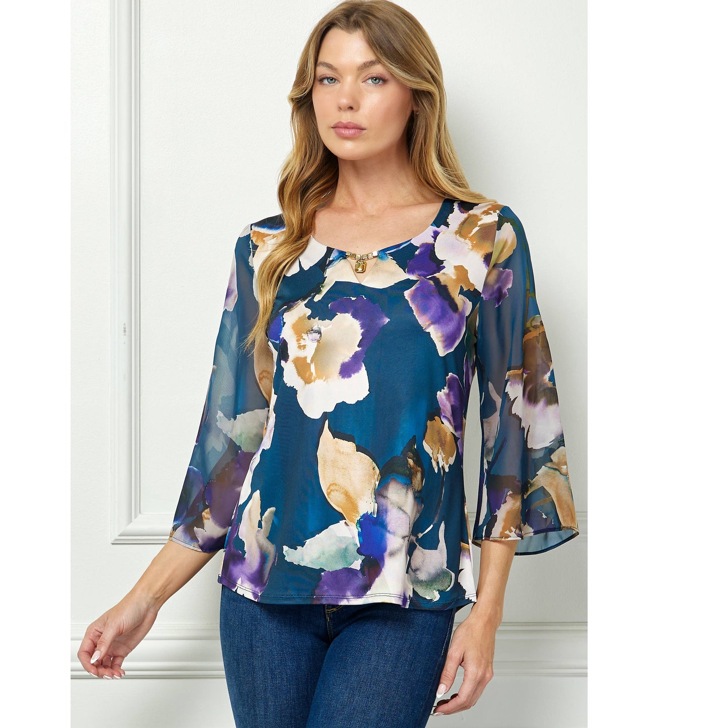 VINTAGE KEYHOLE NECKLINE BLOUSE