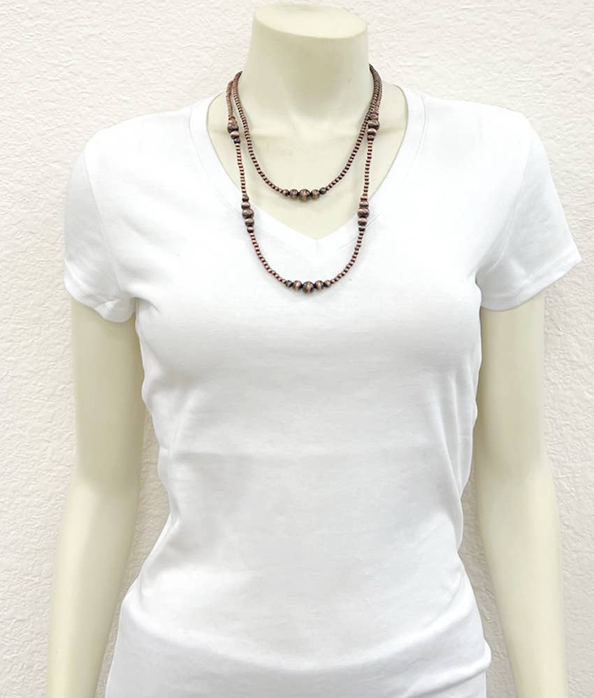 Handmade 22" Copper Navajo Bead Necklace