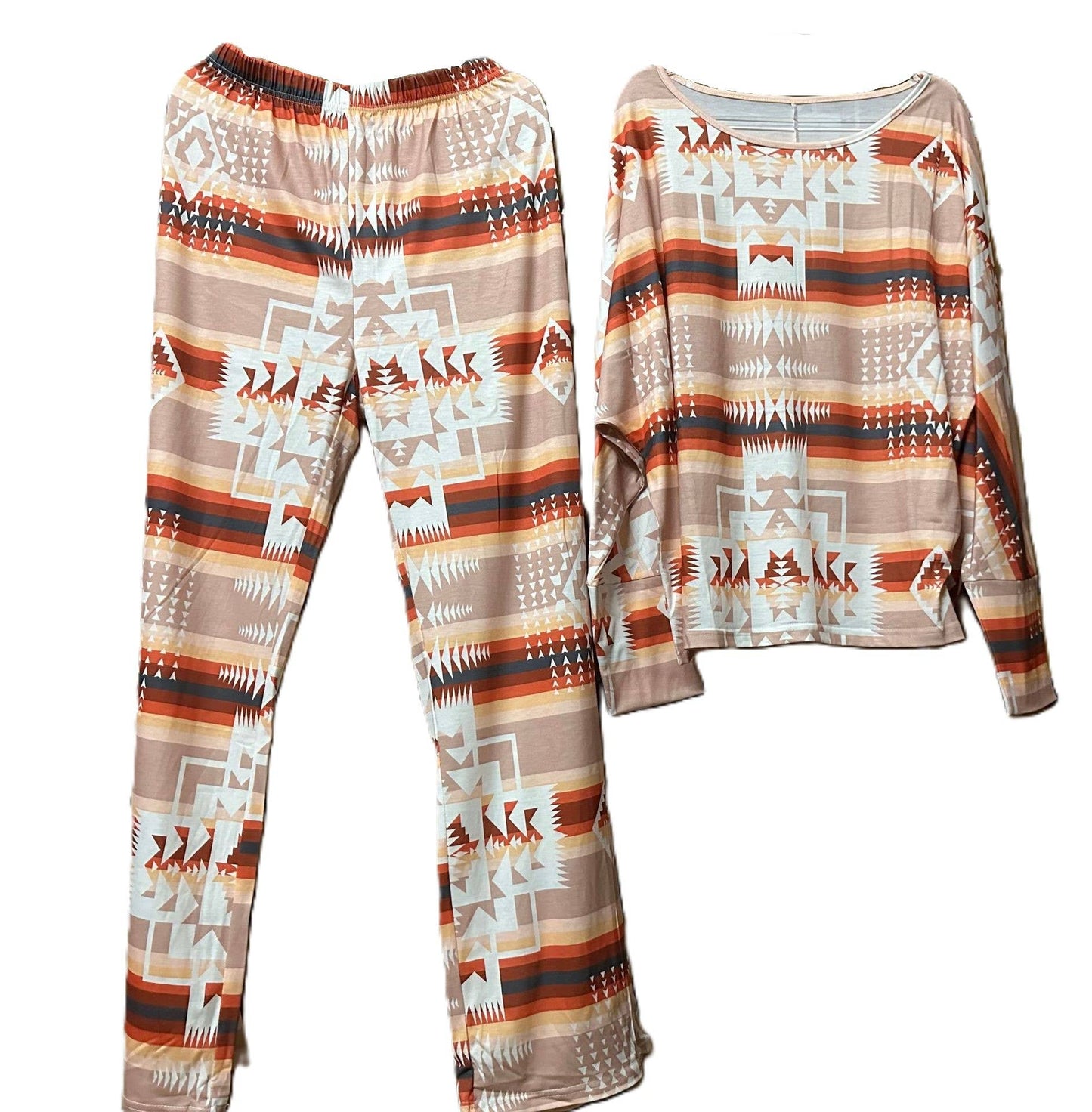 Diamond Print Loungewear Casual Two-Piece Set