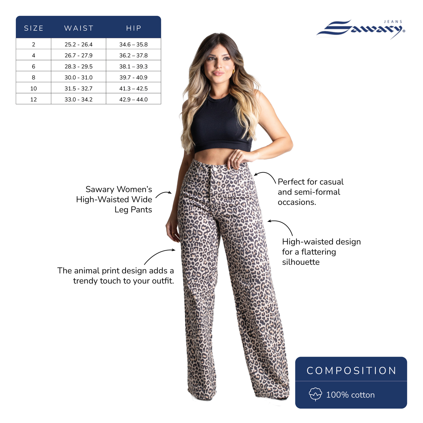 High-Waisted Wide Leg Leopard Pants