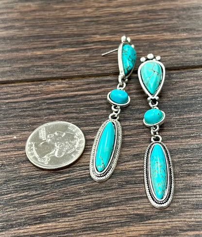 Turquoise Post Dangle Earrings