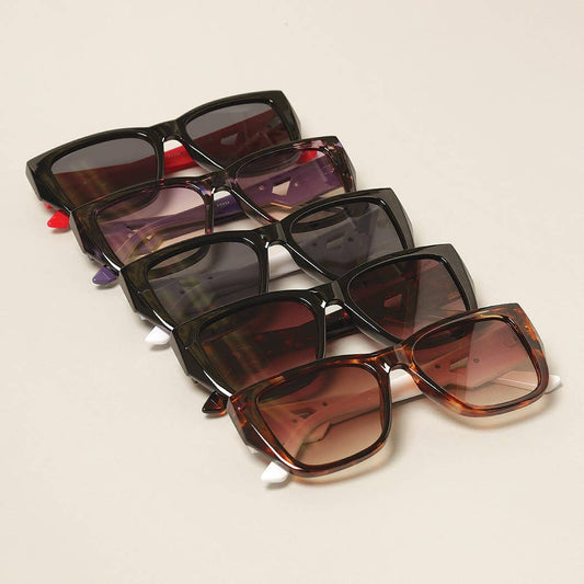 Women's Bold Stylish Leg Squared Sunglasses: 12 ASSORTED / ONE SIZE