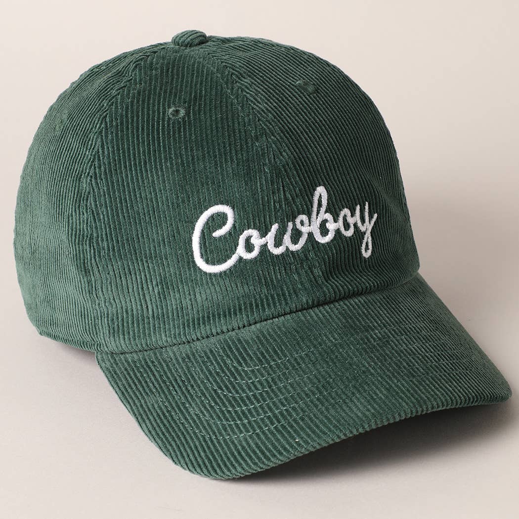 Cowboy Letter Embroidery Corduroy Cap: SAND / ONE SIZE