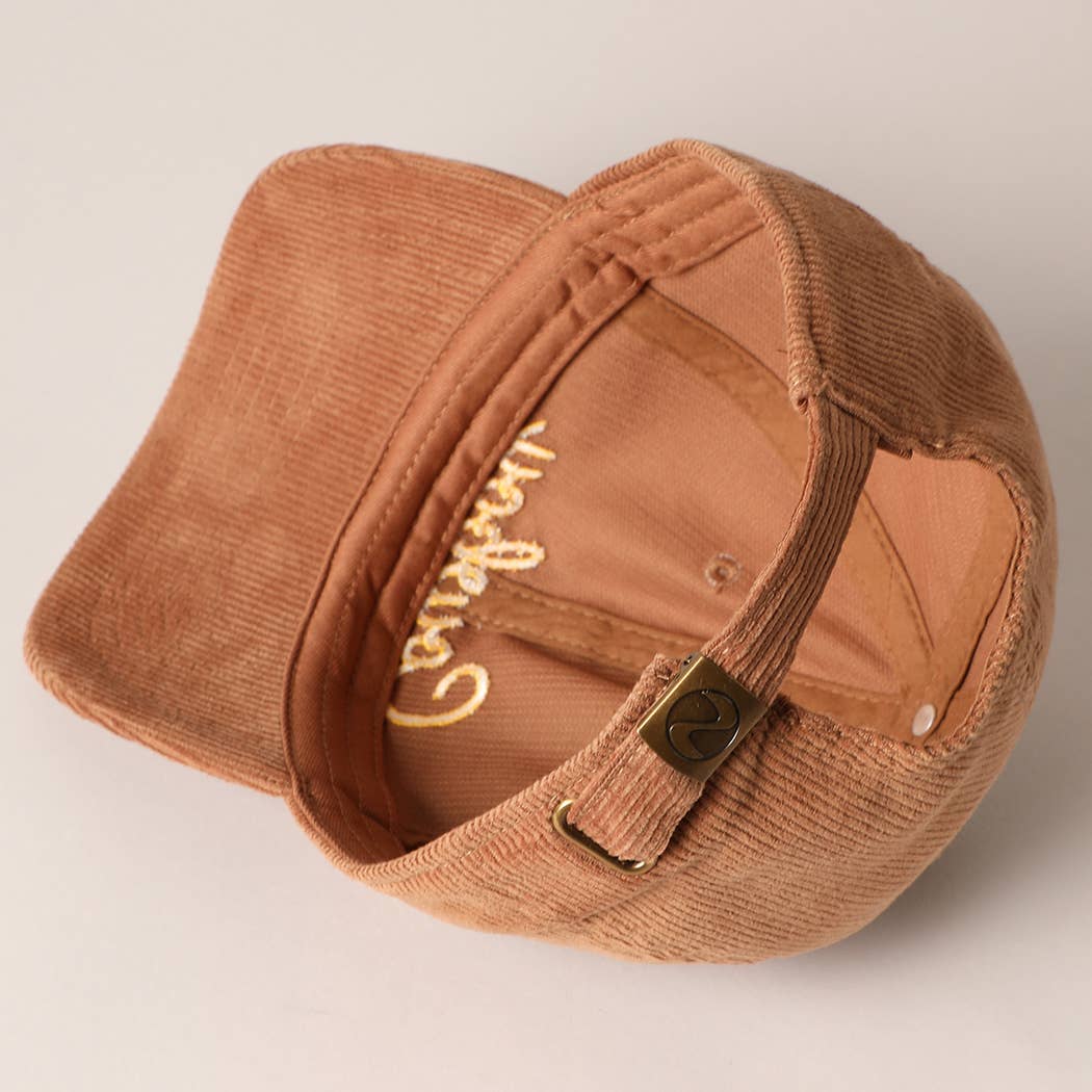 Cowboy Letter Embroidery Corduroy Cap: SAND / ONE SIZE