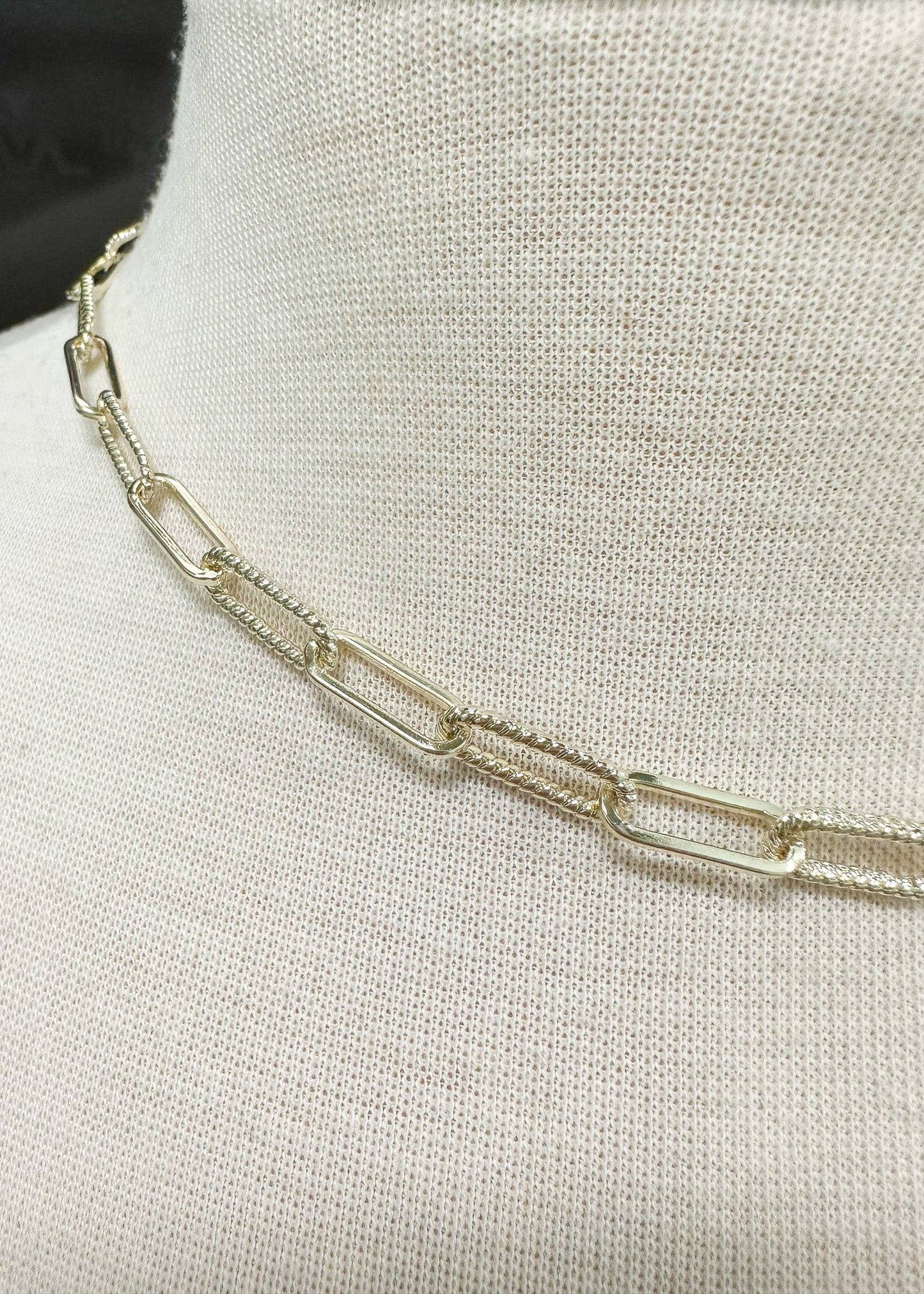 Cable and Paperclip Chain Necklace