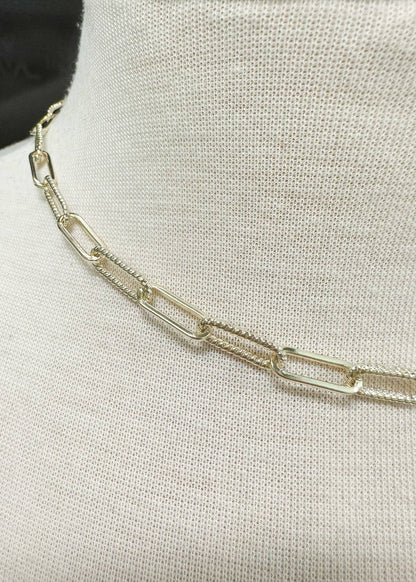 Cable and Paperclip Chain Necklace