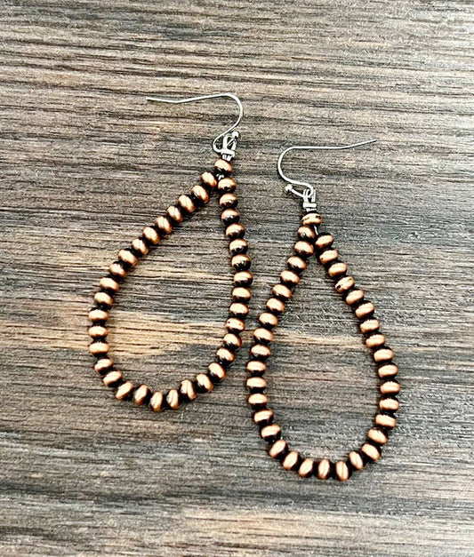 725924, Handmade Copper Navajo Bead Earrings