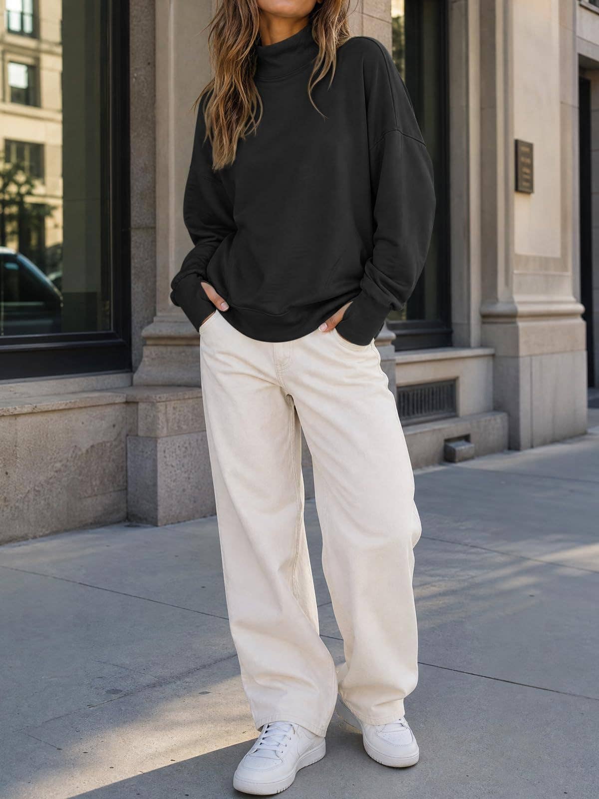 Mock Neck Oversized Sweatshirt