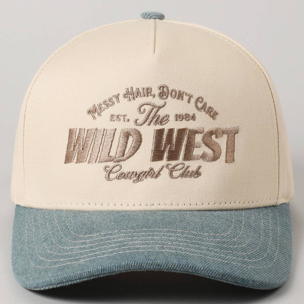 Messy Hair Wild West Cowgirl Club Denim Hat