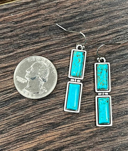Double Bar Turquoise Earrings