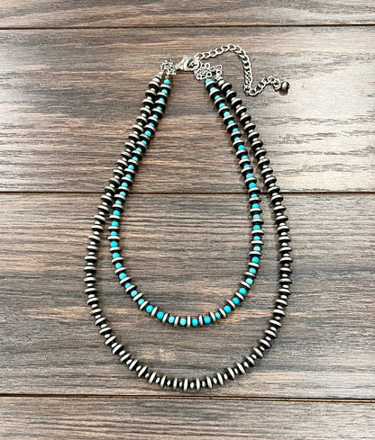 739511, Handmade 20" Rondelel Navajo Bead Necklace