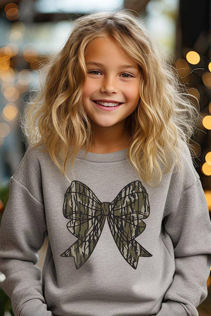 Camo Bow Kids Graphic Fleece Sweatshirts