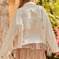 White Rhinestone Fringe Jacket