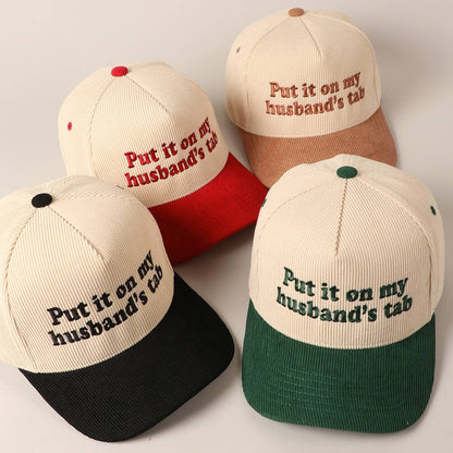 Put it on my husband's tab Two-Tone Corduroy Cap: Beige / ONE SIZE