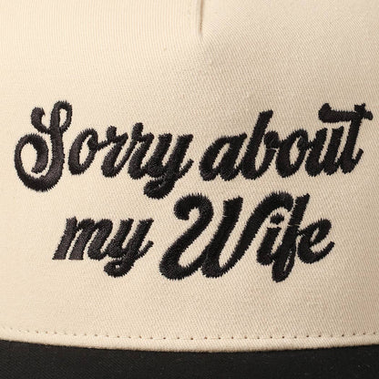 Sorry About My Wife / Husband Embroidery Two-Tone Canvas Cap: 1990-BLACK-WIFE / ONE SIZE