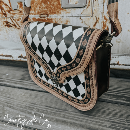 Zadie Tooled Leather Checkered Handbag