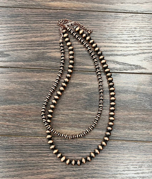 736627, Handmade 24" Copper Navajo Bead Necklace