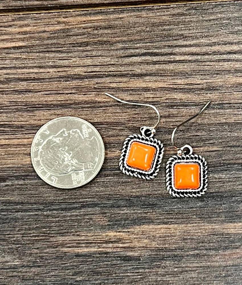 8mm Square Stone Earrings (3 Colors)